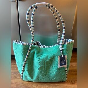 NWT Roller Rabbit x Target Star Geo Large Terry Beach Tote Bag Green